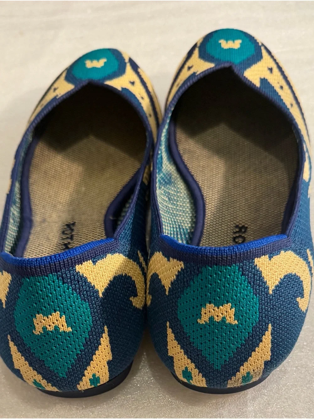 ROTHY'S  the Moroccan Women's Blue ballet Teal Patterned Slip-On Flats